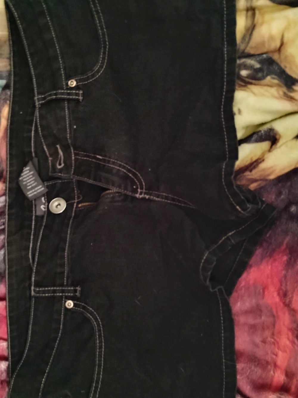 City Streets Black Denim Shorts with White Contrast Stitching